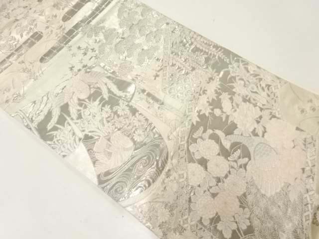 リサイクル　麗彩小袖屏風庭園図織出し袋帯